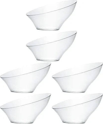 Vista 12 de Cuencos Plasticpro de plástico desechables, inclinados, redondeados, para servir aperitivos o ensaladas, resistentes, elegantes, S, Transparente
