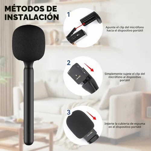 Vista 5 de Soporte de micrófono DJI Soporte de micrófono de entrevista de mano para RODE y DJI Wireless GO, compatible con plataformas Lavalier, estaciones