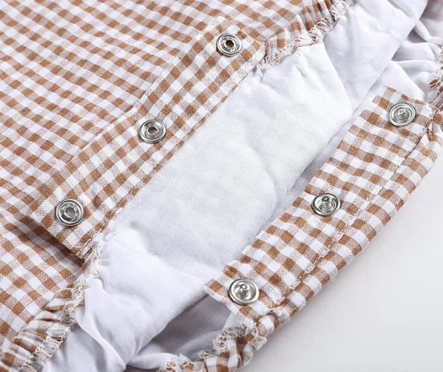 Vista 4 de Lil Cactus - Pelele de una pieza con diseño de burbujas, estilo seersucker o cuadros de gingham, para bebés y niños pequeños café Gingham