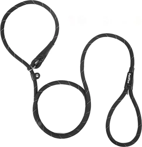 Vista 13 de PetiFine Correa antideslizante reflectante para perro, correa antideslizante resistente de 6 pies x 1/2 pulgadas Negro