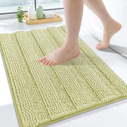 Vista 161 de Grandaily Alfombras de baño de felpilla a rayas de 24 x 16 pulgadas, extra gruesas y suaves, absorbentes, parte trasera de goma, alfombra de ducha