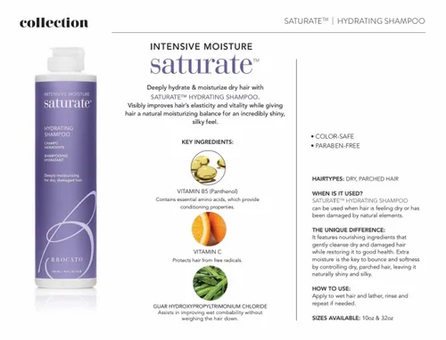Vista 2 de Brocato Saturate - Champú diario para el cabello, 10 onzas, champú hidratante intensivo para cabello seco y dañado, fórmula hidratante segura