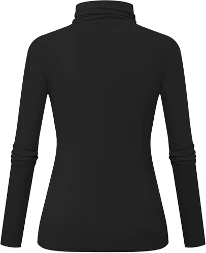 Vista 2 de Herou - Blusa de mangas largas ajustada, ligera e informal con cuello de tortuga para mujer
