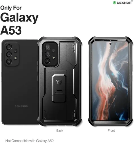Vista 2 de Dexnor Funda para Samsung Galaxy A53 5G, protector de pantalla y soporte integrados, protección a prueba de golpes de grado militar para Samsung