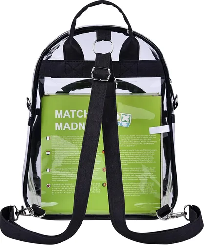 Vista 6 de Mochila pequeña aprobada por el estadio mini mochila transparente para niñas Negro Mini Mochilas Daypack