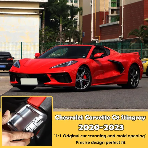 Vista 6 de Kit de cubierta decorativa de hebilla para cinturón de seguridad compatible con Chevrolet Corvette C8 2020-2023, accesorios de repuesto para hebilla