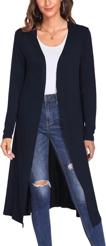 Vista 20 de Bluetime Women Open Front Maxi Cardigan Negro