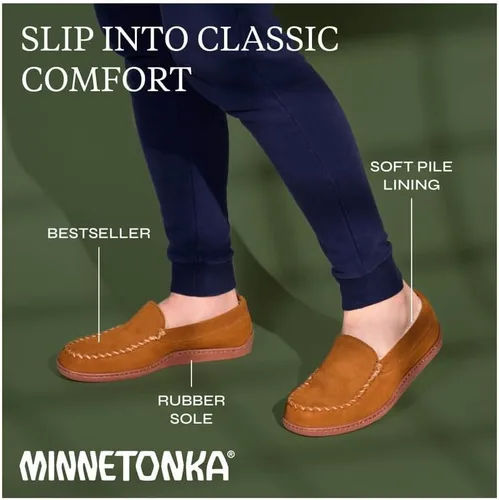 Vista 3 de Minnetonka - Pantuflas con suela rígida y forro de pelo para hombre