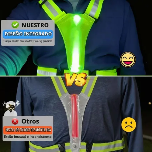 Vista 4 de Simket Chaleco Reflectante LED para Correr, Equipo Reflectante para Correr de Alta Visibilidad, Chaleco Reflectante Ajustable Recargable