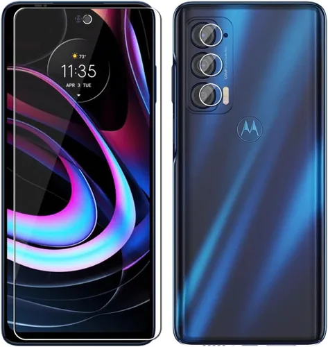 Vista 3 de (3+3 para Motorola Edge 2021 / Edge 5G UW 2021 (paquete de 3) Protector de pantalla de vidrio templado y (3 unidades) protector de lente de cámara