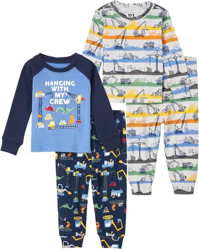 Vista 2 de The Children's Place - Conjunto de pijama de manga larga con botones para bebé niño, ajustado, 100% algodón, 2 piezas