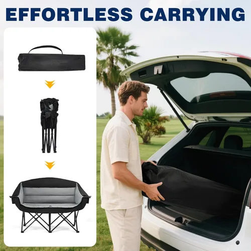 Vista 5 de apollo walker Silla de Campamento Doble de Gran Tamaño para 2 Personas - Sofá de Campamento Extra Ancho y Resistente de 600 libras con Portavasos