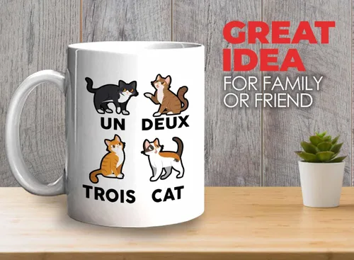 Vista 2 de Bubble Hugs Cat Lovers Taza de café de 11 oz color blanco – un deux trois cat – Propietario de mascotas Gatito Paw Furkids Felidae Persa Maine Coon