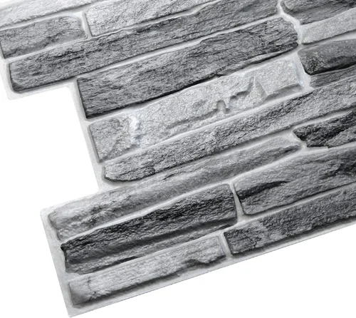 Vista 5 de Dundee Deco Panel de pared 3D de PVC de pizarra sintética gris oscuro, 3.3 pies x 1.7 pies (38.6 in x 19.7 in), decoración de paneles de pared