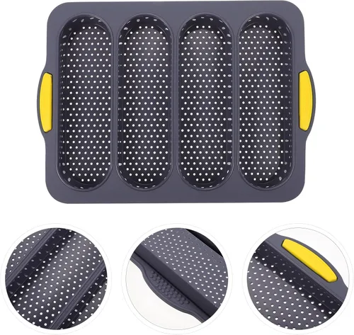 Vista 5 de Molde de silicona para baguette de 4 ondas, antiadherente, para pan francés, molde para hornear, moldes de silicona perforados, bandeja para hornear