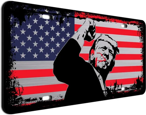 Vista 8 de JASS GRAPHIX Placa de matrícula personalizada con la bandera estadounidense de línea amarilla, homenaje personalizado a despachadores y operadores