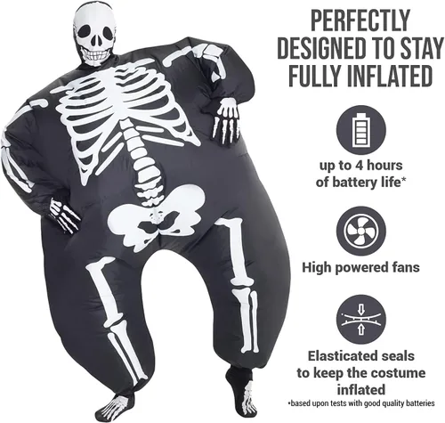 Vista 4 de Morph Megamorph - Esqueleto inflable de Halloween, disfraz inflable para adulto, disfraz inflable