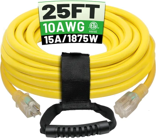 Vista 10 de POWGRN Cable de Extensión para Exteriores de 50 Pies 10AWG Impermeable Resistente Calibre 10 de 3 Clavijas, Cable de Alimentación Largo Flexible