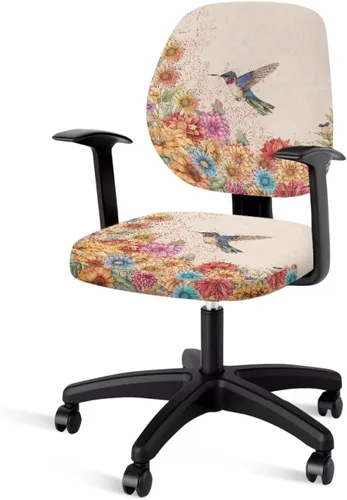 Vista 43 de Talayituse - Funda para silla de oficina o computadora con estampado de estrellas de playa, funda de asiento dividida elástica, extraíble y lavable