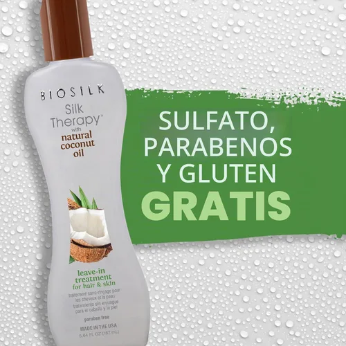 Vista 5 de Biosilk Terapia de Seda con Aceite de Coco Natural Tratamiento Sin Enjuague, Ayuda a Controlar el Encrespamiento y los Cabellos Sueltos, Sin
