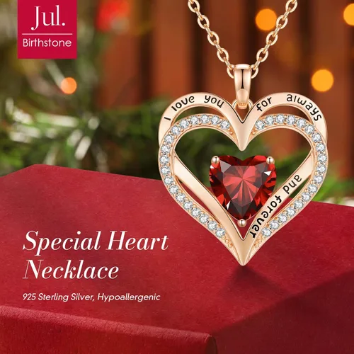 Vista 57 de CDE Collares de piedra natal para mujer, plata de ley 925, collar con colgante de corazón para siempre, Navidad, cumpleaños, aniversario, día de San