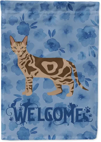 Vista 368 de Caroline's Treasures CK4813CHF - Bandera de bienvenida con gato abisinio azul, manga grande, para porche, para colgar en la pared, poliéster