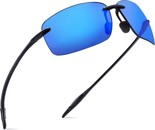 Vista 3 de JULI - Lentes de sol polarizados deportivos para hombres y mujeres, marco sin montura Tr90 para correr, pesca, golf, surf, conducción (azul)