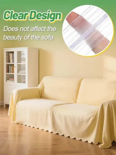 Vista 5 de Alphatool 6 piezas de agarres de silicona transparente antideslizantes para fundas de sofá - 2 tamaños para mantener las fundas de sillón y sofá