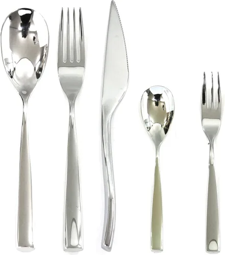 Vista 14 de MEPRA 105022005 Arte - Juego de cubiertos de 5 piezas de acero inoxidable 18/10, estilo americano, para comedor fino, apto para lavavajillas