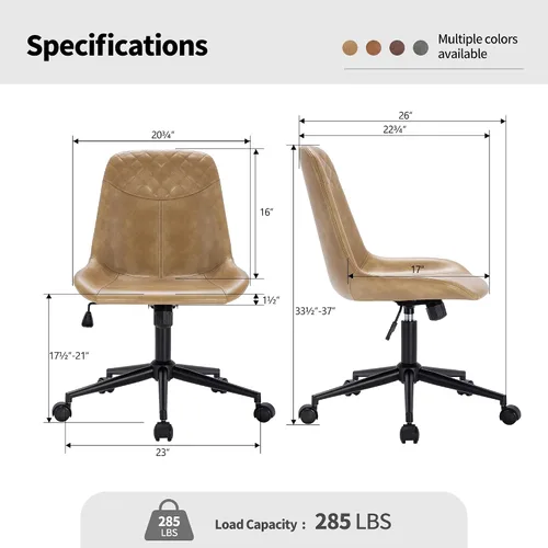 Vista 2 de DUHOME Silla de oficina moderna de cuero PU Silla de escritorio Silla giratoria para computadora Camel