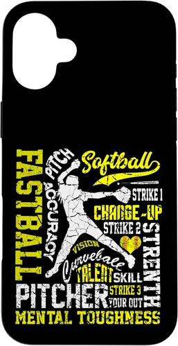 Vista 23 de Distressed Look Softball Pitcher Best Traits for Teen Girls Case for iPhone 17