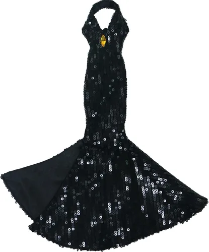 Vista 5 de Precioso vestido de muñeca hecho a mano, vestido de noche con lentejuelas, trajes de fiesta de boda para muñecas de 11.5 pulgadas (negro)