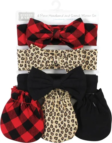 Vista 149 de Hudson Baby Conjunto de diadema de algodón y manoplas para rascar para bebé