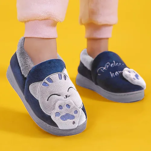 Vista 2 de Zapatos de vestir para niña, talla 2, para niños, niñas, suaves, de invierno, de dibujos animados, para gatos, antideslizantes, para interiores