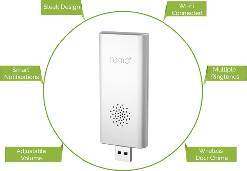 Vista 7 de Remo+ Timbre WiFi para interiores, timbre inalámbrico inteligente con control de volumen y múltiples tonos de llamada, conectividad perfecta