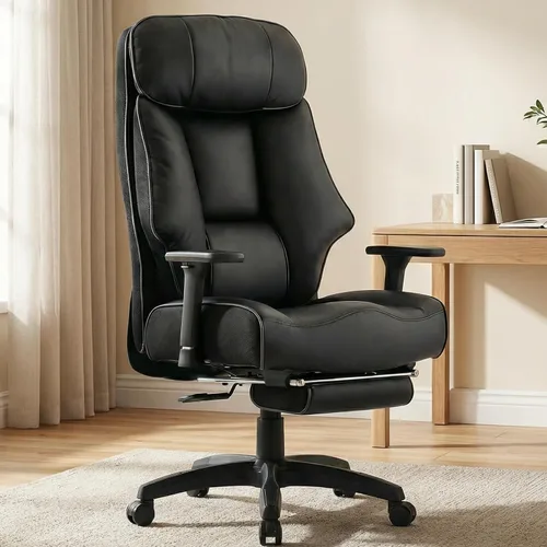 Vista 14 de EXCEBET Silla de oficina grande y alta con reposapiés, silla de oficina ejecutiva de piel sintética con respaldo alto de 400 libras, sillas