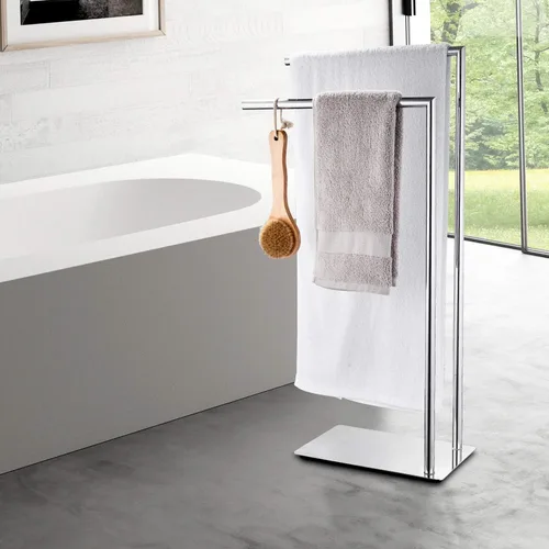 Vista 8 de Toalleros dobles independientes Accesorios de baño Toallero Soporte en piso Latón Cromo