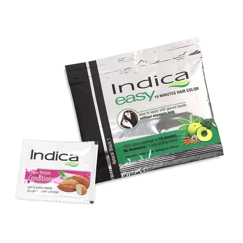 Vista 6 de Indica Easy Shampoo Based Hair Colour Black Pack de 3