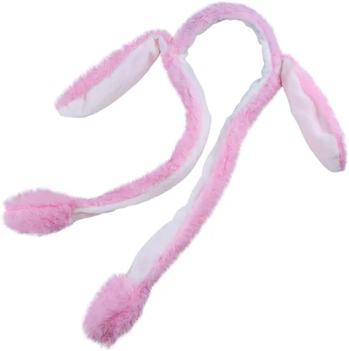 Vista 4 de Topwon Bonita diadema de conejo de peluche con orejas que se abren al presionar las patas (banda para el pelo de conejo)