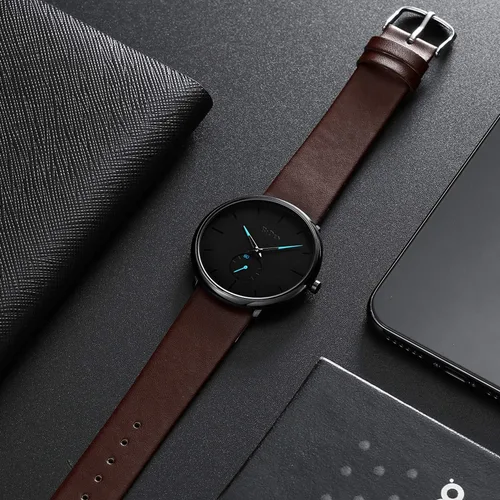 Vista 7 de Mens Watches Minimalist Ultra Thin Waterproof Fashion Dressy Wrist Watch for Men Business Casual Luxury Quartz Analog Watch