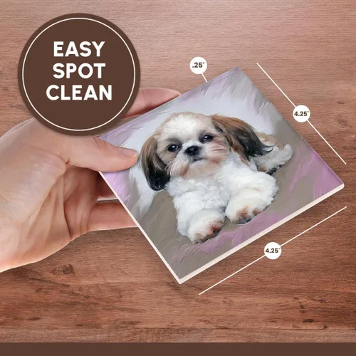 Vista 7 de 3dRose CST_4807_3 Shih Tzu Puppy - Posavasos de cerámica para cachorros, juego de 4
