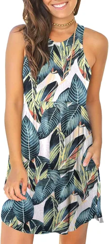 Vista 10 de HiMONE Vestidos de Vacaciones para Mujeres 2025 Vestido de Verano Vestidos Casuales de Verano para Mujeres Vestidos Casuales de Playa Petite Azul