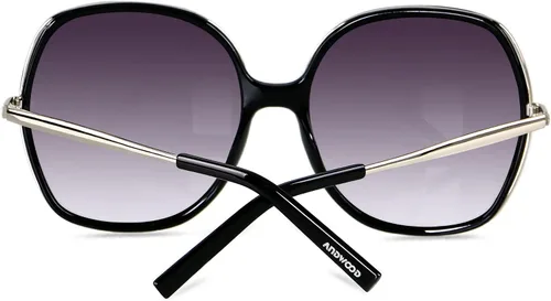 Vista 2 de ANDWOOD Lentes de sol de gran tamaño para mujer, marco ancho cuadrado, retro, moderno, protección UV