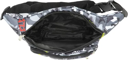Vista 2 de AIBEARTY Riñonera para niños, pequeña, de camuflaje, con correa ajustable, para correr, acampar, viajes, B gris