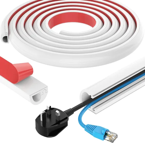 Vista 9 de Ocultador de Cable de Pared de 39 Pulgadas, Ocultador de Cable de Silicona Autoadhesivo, Cubiertas de Alambre Flexibles para Cables, Cubierta