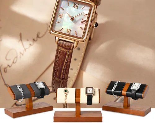 Vista 3 de Oirlv Organizador de pulsera con soporte de exhibición de reloj doble de Doble blanco cremoso