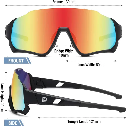 Vista 3 de DUCO DK280 - Lentes de sol polarizados para niños, jóvenes, béisbol, deportes, adolescentes, ciclismo, niños y niñas, con 3 lentes