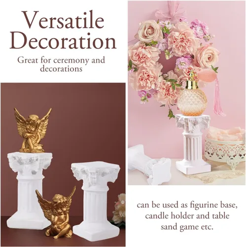 Vista 8 de Holibanna Estatuas de pilar romanas 5 piezas de resina mini pedestal griega para decoración del hogar, jardín, boda, fotografía, accesorios de 2.55