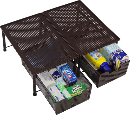 Vista 6 de Simple Houseware - Organizador con cajones de cesta apilables para gabinete, bronce