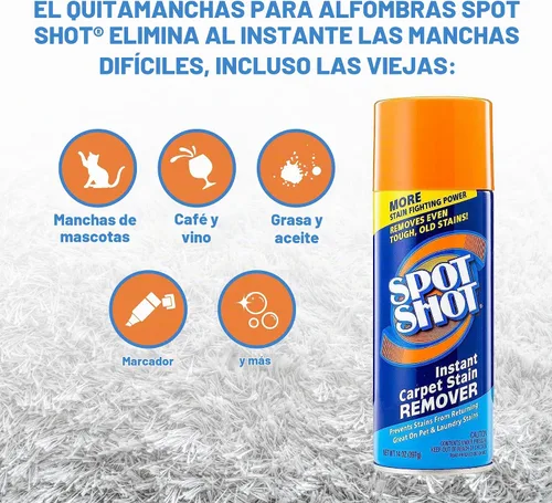Vista 7 de Spot Shot Aerosol quitamanchas instantáneo para alfombras, lata de 14 onzas, paquete de 2